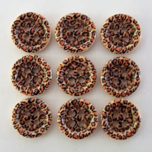 Knopen met luipaardprint, houten knopen, knopen van 15 mm, naaibenodigdheden, scrapbooking, versieringen, knopen met 2 gaten, kaarten maken