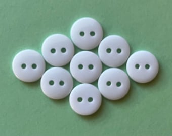White Resin Buttons, 10mm Two Hole Sewing Supplies