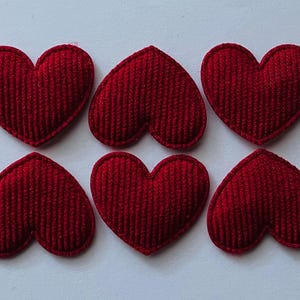 Red Heart Appliqués, 35mm Fabric Hearts, Sew On Patches, Decorations, Embellishments, Valentine Hearts