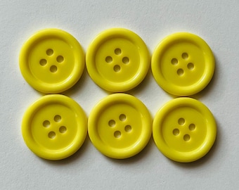Yellow Resin Buttons, 20mm Sewing Embellishments