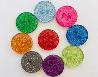 Sparkly Resin Glitter Buttons, 15mm Festive Craft Supplies