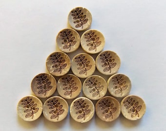 Boutons en forme de feuille, boutons 13 mm, boutons noix de coco, fournitures de couture, boutons d'arbres, embellissements, boutons rustiques, scrapbooking