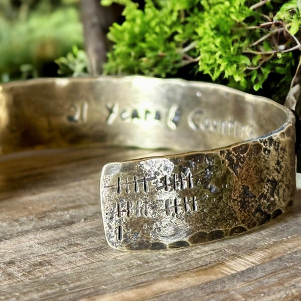 Women’s Custom 21st Anniversary gift, Brass 21st Anniversary Present, 21 years, Brass Bracelet, Brass Gift, Personalized Brass Gift