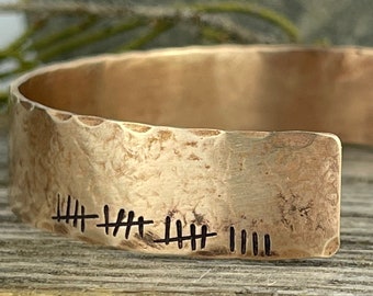 19th Anniversary gift for wife, Bronze Anniversary Present, 19 years, Bronze Bracelet, Tally Marks