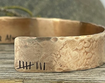 8th Anniversary gift for women, Bronze Anniversary Present, 8 years, Bronze Bracelet, Tally Marks