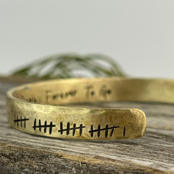 21st Anniversary gift for women, Brass Anniversary Present, 21 years, Brass Bracelet, Tally Marks