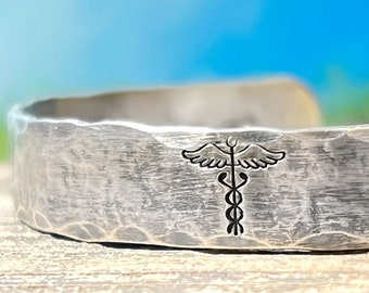 Heavyweight Sterling Silver Medical Alert Engraved Silver Bracelet Personalized Bracelet Unisex Bracelet Mens Bracelet Medical ID Bracelet