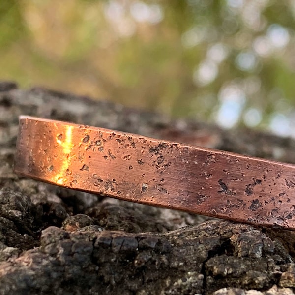 Concrete Finish Mens Copper Cuff Bracelet, Copper Anniversary Gift for Men