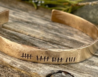 19th Anniversary gift for women, Bronze Anniversary Present, 19 years, Bronze Bracelet, Tally Marks