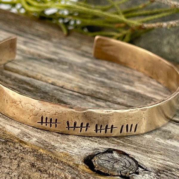 19th Anniversary gift for women, Bronze Anniversary Present, 19 years, Bronze Bracelet, Tally Marks