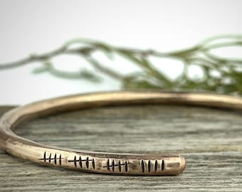 19th Anniversary gift for women, Bronze Anniversary Present, 19 years, Bronze Bracelet, Tally Marks