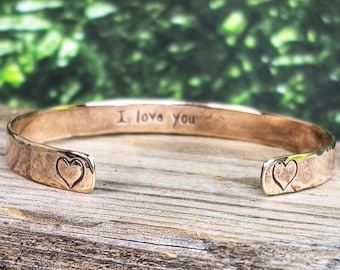 8th Anniversary gift for women, Bronze Anniversary Present, 8 years, Bronze Bracelet, Heart Bracelet, Traditional Bronze Gift