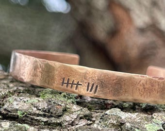 8th Anniversary gift for women, Bronze Anniversary Present, 8 years, Bronze Bracelet, Tally Marks