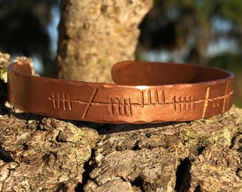 Custom Ogham Copper Cuff Bracelet, Personalized Ogham Bracelet, Irish Celtic Jewelry, Pictish Bracelet, Druid, Pagan Jewelry, Pictish