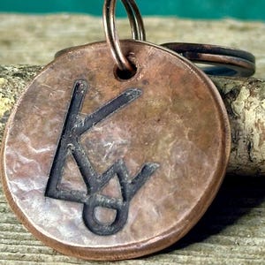 Custom Cattle Brand Engraved Copper Keychain