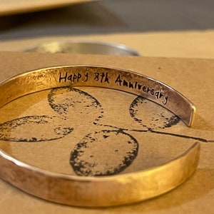 8th Anniversary gift for women, Bronze Anniversary Present, 8 years, Bronze Bracelet, Tally Marks image 5