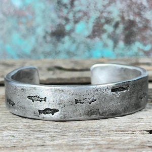 Mens Trout Bracelet Gift for Dad Personalized Present Fly Fishing Jewelry Custom Anniversary Gift for Men Bracelet XXL Fish Bracelet Him