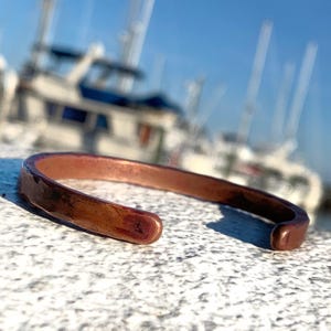 Copper Gift for Man Engraved Copper Bracelet Personalized Bracelet Heavyweight Copper Mens 7th 22nd Anniversary Copper Bracelet for Men image 8