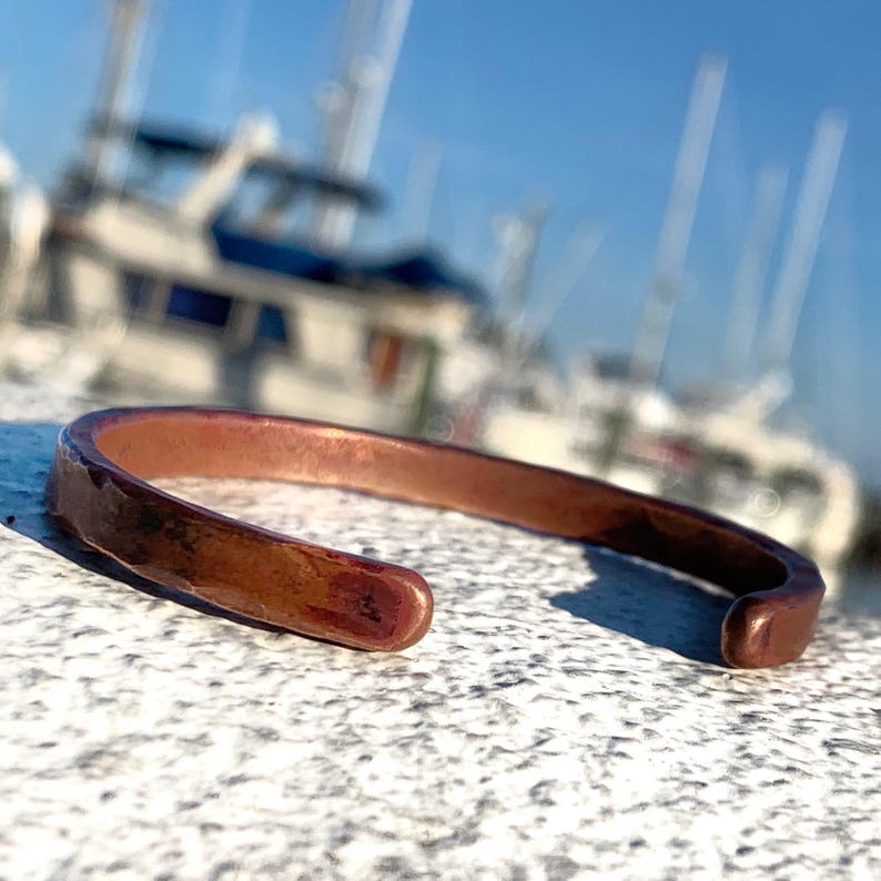 Copper Gift for Man Engraved Copper Bracelet Personalized Bracelet Heavyweight Copper Mens 7th 22nd Anniversary Copper Bracelet for Men image 8