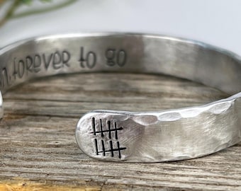 10th Anniversary Aluminum Cuff Bracelet: Personalized Tally Mark Gift