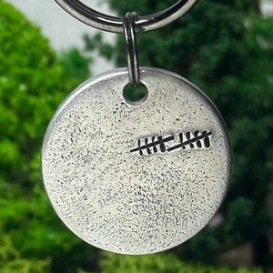 Custom Aluminum 10th Anniversary Keychain: Hammered Tin Tally Marks