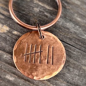 Custom 7th Anniversary Copper Keychain: Hammered Rustic Gift