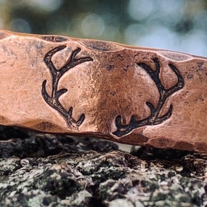 Deer Antler Engraved, Stag, Personalized Gifts, Hunter Bracelet, Outdoorman Gift, Woodsman Gift, Men's Copper Bracelet image 4