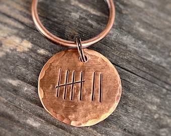 Custom 7th Anniversary Copper Keychain: Hammered Rustic Gift