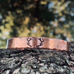 Deer Antler Engraved, Stag, Personalized Gifts, Hunter Bracelet, Outdoorman Gift, Woodsman Gift, Men's Copper Bracelet image 2