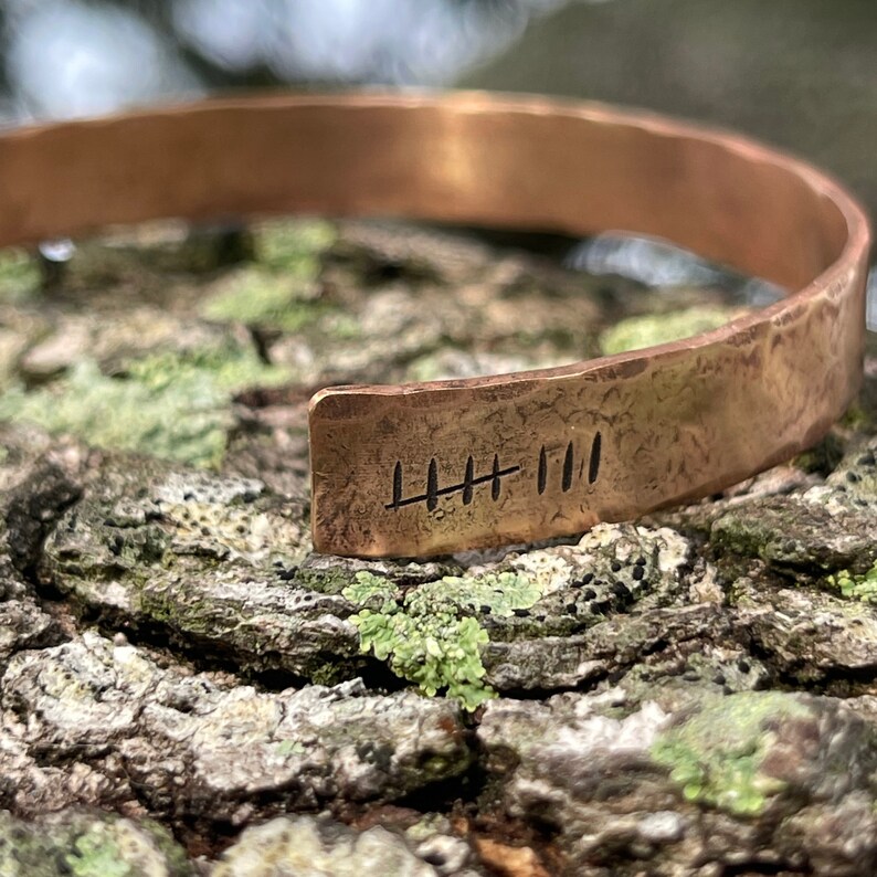 8th Anniversary gift for women, Bronze Anniversary Present, 8 years, Bronze Bracelet, Tally Marks image 1