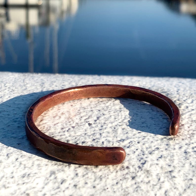 Copper Gift for Man Engraved Copper Bracelet Personalized Bracelet Heavyweight Copper Mens 7th 22nd Anniversary Copper Bracelet for Men image 7