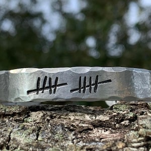 10 Year Anniversary Aluminum Cuff Bracelet: Tally Mark Jewelry Gift