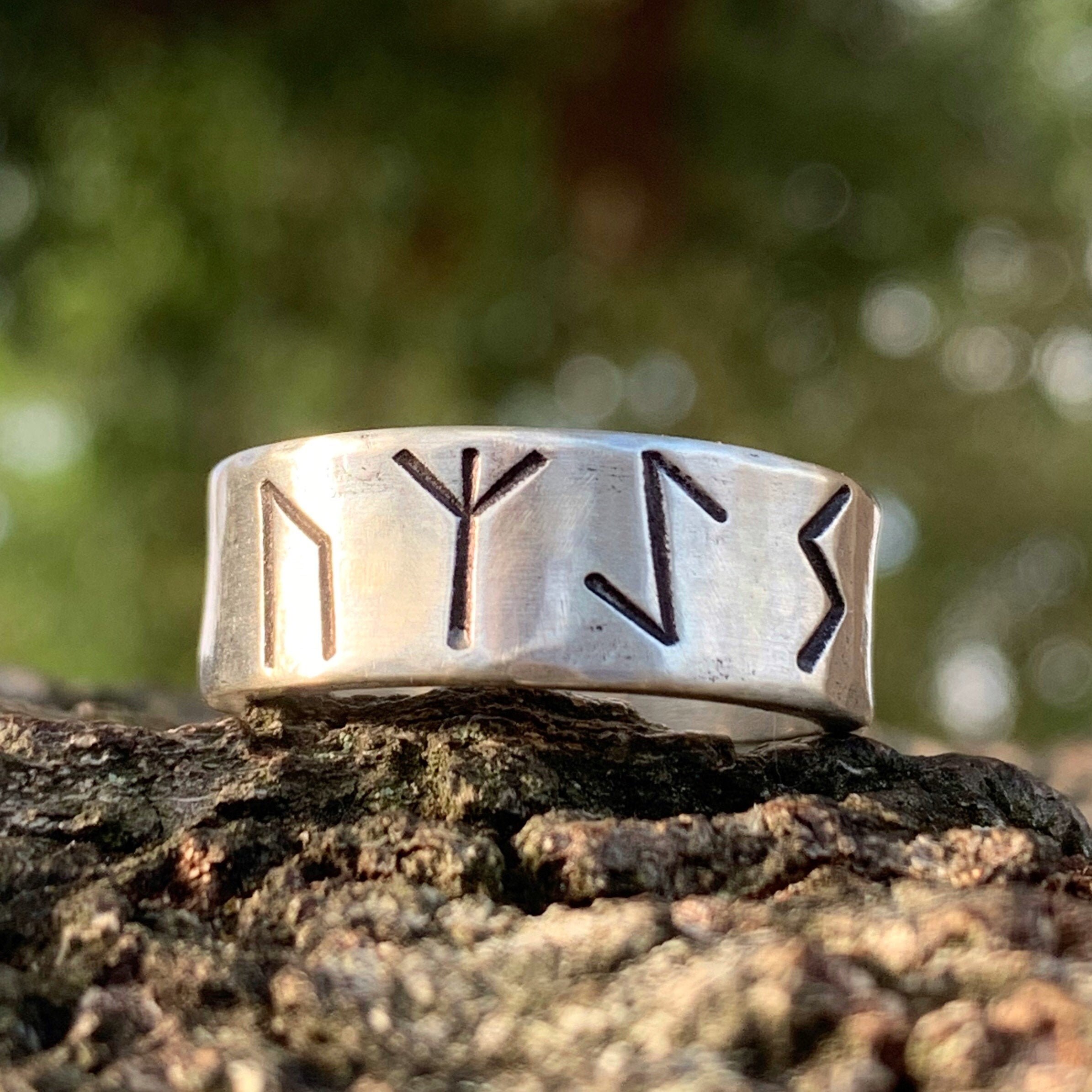 Viking Wedding Ring for Men Sterling Silver Runic Etsy