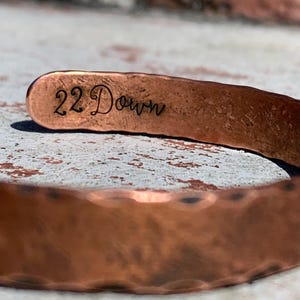 22nd Anniversary Gift, 22nd Anniversary Present, 22nd Wedding Anniversary Present, 22 Year Anniversary Gift, Custom Copper Cuff Bracelet image 2