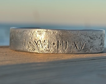 10 Year Anniversary Gift Bracelet, Aluminum Roman Numeral Cuff, 10th Wedding Anniversary Gift, Personalized Date Bracelet, Gift for Husband