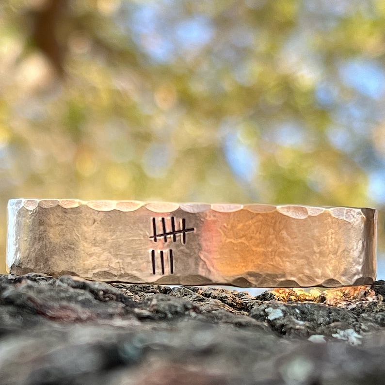 8th Anniversary gift for women, Bronze Anniversary Present, 8 years, Bronze Bracelet, Tally Marks image 1