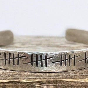 Handmade Sterling Silver Anniversary Cuff Bracelet with Tally Marks