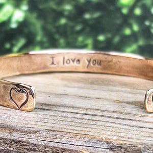 19th Anniversary gift for women, Bronze Anniversary Present, 19 years, Bronze Bracelet, Heart Bracelet, Traditional Bronze Gift