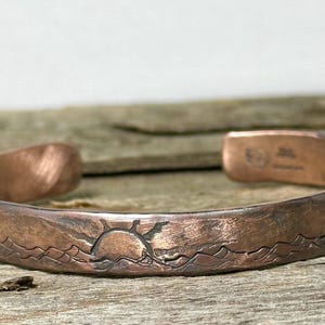 Handmade Copper Wave Bracelet: Personalized Beach Jewelry Sunrise Sunset