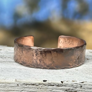 Custom Engraved Wide Copper Cuff Bracelet Gift for Men Personalized Anniversary Present Dad Gift for Him