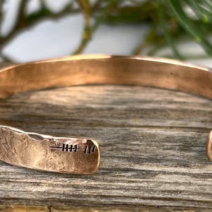 8th Anniversary Bronze Bracelet: Hand Engraved Tally Marks Cuff