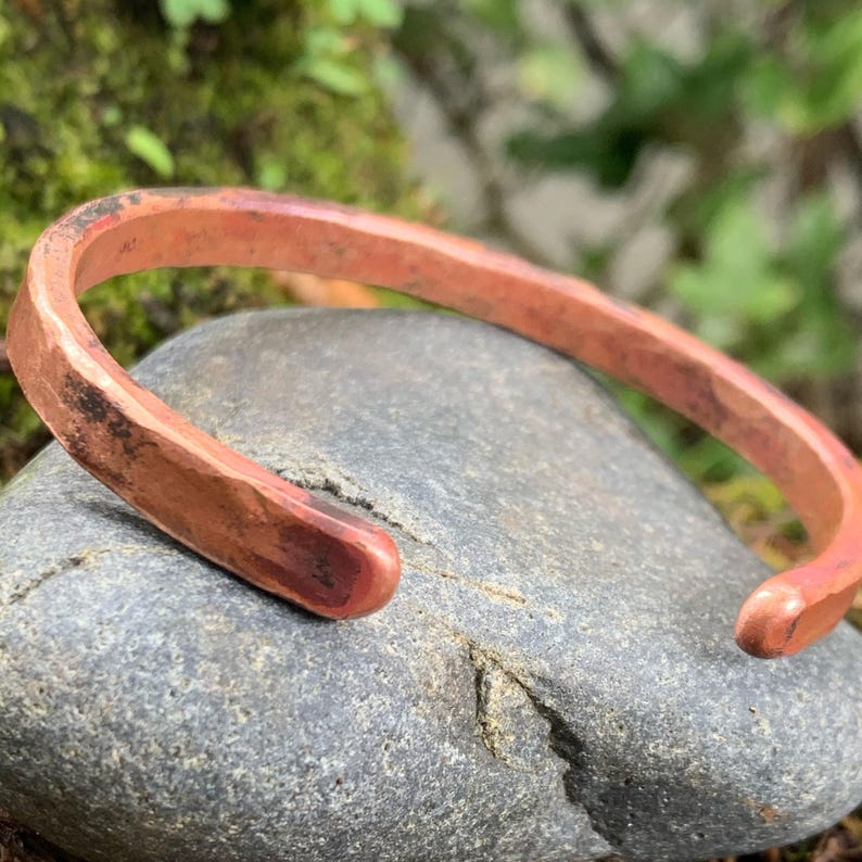 Copper Gift for Man Engraved Copper Bracelet Personalized Bracelet Heavyweight Copper Mens 7th 22nd Anniversary Copper Bracelet for Men image 5