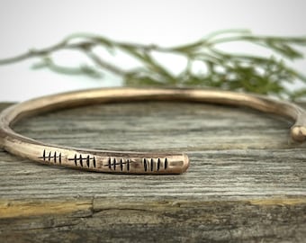 Cadeau d'anniversaire de 19 ans pour femme, Bronze, 19 ans d'âge, Bracelet en bronze, Marques de pointage