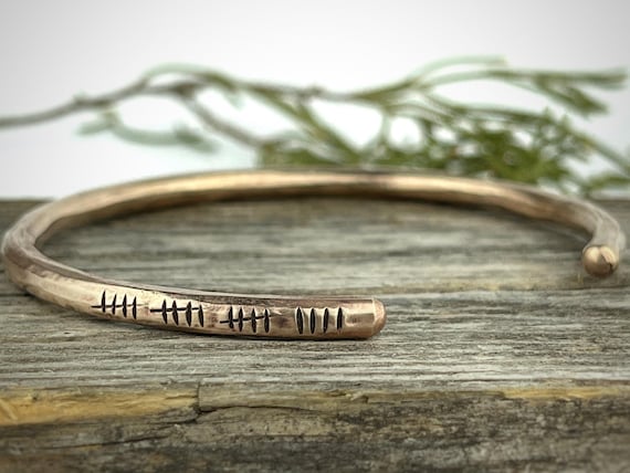 19th Anniversary gift for women, Bronze Anniversary Present, 19 years, Bronze Bracelet, Tally Marks