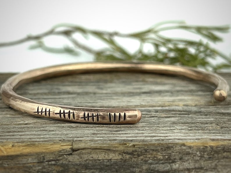 19th Anniversary gift for women, Bronze Anniversary Present, 19 years, Bronze Bracelet, Tally Marks Bild 1
