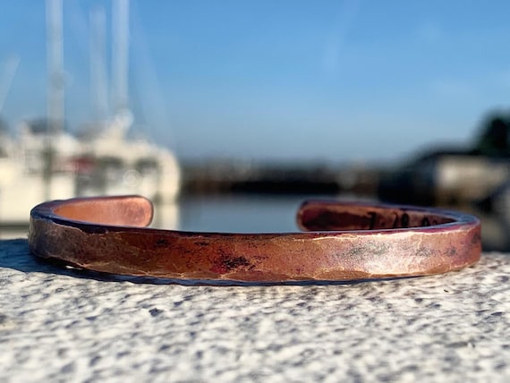 Copper Gift for Man Engraved Copper Bracelet Personalized Bracelet Heavyweight Copper Mens 7th 22nd Anniversary Copper Bracelet for Men