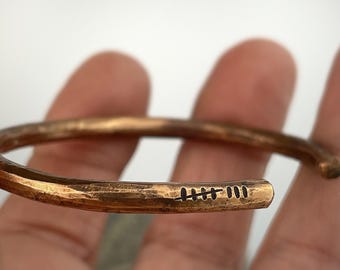 8th Anniversary gift for women, Bronze Anniversary Present, 8 years, Bronze Bracelet, Tally Marks