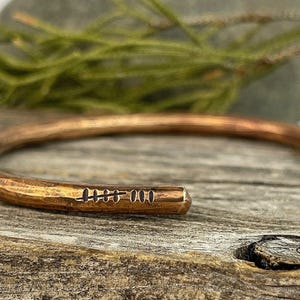 8th Anniversary Bronze Cuff Bracelet: Personalized Tally Mark Gift