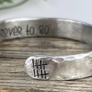 Aluminum 10th Anniversary Cuff Bracelet: Personalized Tally Mark Gift