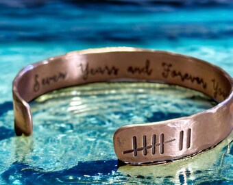 7th anniversary gift,  Copper bracelet for women, seventh anniversary gift,  Man copper cuff bracelet, Personalized copper gift